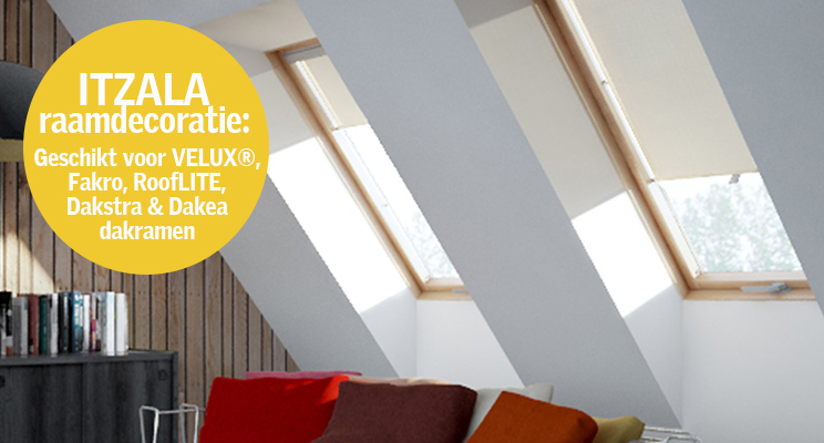ITZALA Raamdecoratie | Geschikt voor VELUX®, RoofLITE, Fakro, Dakea, Dakstra dakramen